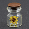 Glass Jar with Sunflower Decal, Dark Walnut Brown Lid  