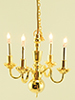 Dollhouse Miniature 4-Arm Chandelier with Bi-Pin Bulbs 12 V.