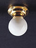 LED Battery Ceiling Lamp with Round White Globe with Wand, Brass, CR1632 Battery Included, 3 Volt