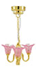 LED Battery 3 Up Tulip Pink Chandelier with Wand, CR1632 Battery Included, 3 Volt
