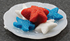 Dollhouse Miniature Red, White and Blue Cookies On Plate