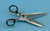 Dollhouse Miniature Silver Scissors with Black Handles