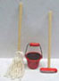 Dollhouse Miniature S/3 Cleaning Set/Red Bucket