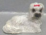 Dollhouse Miniature Lhasa Apso - White - Laying Down