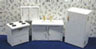 Dollhouse Miniature White Modern Kitchen, 4Pc