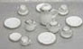 Dollhouse Miniature 17 Pc White China/Silver Trim