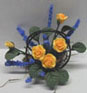 Dollhouse Miniature Yellow Roses/Wire Basket 1 1/4