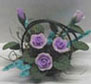 Dollhouse Miniature Lav. Roses/Wire Basket 1 1/4