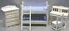 Dollhouse Miniature 5 Pc Bunk Bed Set with Desk