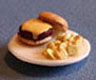 Dollhouse Miniature Cheeseburger Plate with Chips