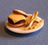 Dollhouse Miniature Cheeseburger Plate with Fries