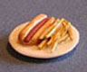 Dollhouse Miniature Hotdog Plate with Fries