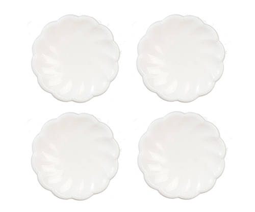 4 Small Victorian Plates, White 4 Small Victorian Plates, White