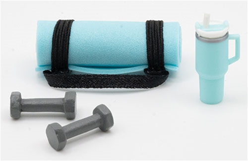 Yoga Mat, Tumbler and Hand Weights, Blue