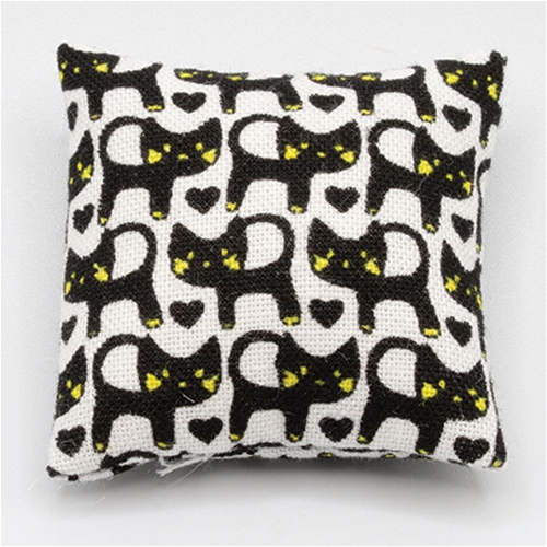 Pillow: White with Black Cats
