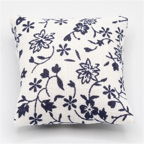 Pillow: White with Blue Vines and Flowers