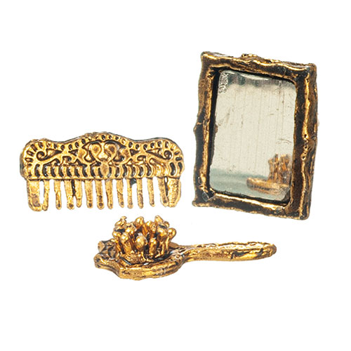 Antique Brush Comb Mirror