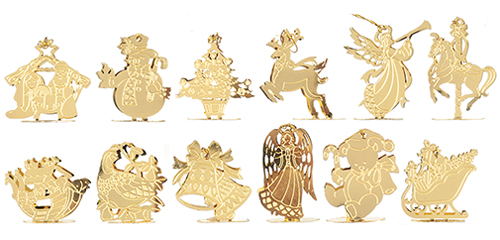 Brass Christmas Ornaments, 12 pc.