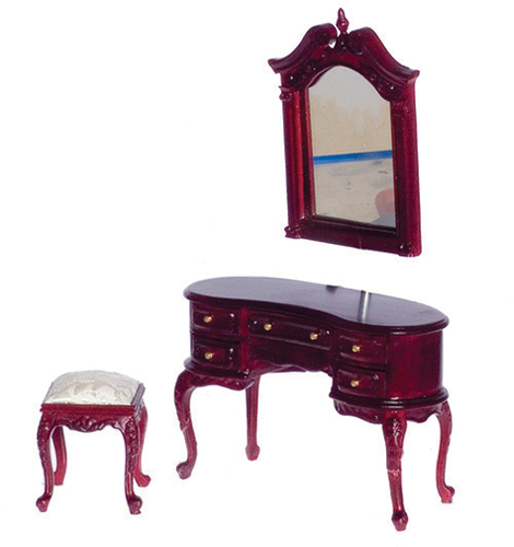 Queen Anne Dressing Table with  Mirror and Bench