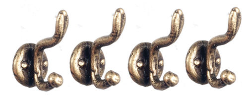 Coat Hooks, Brass, 4 pc.