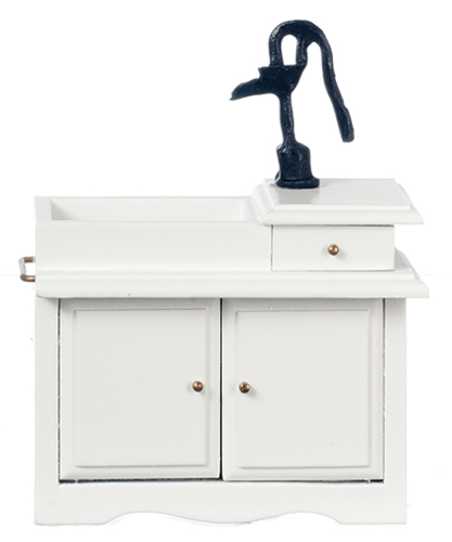 White Dry Sink, Black Pump