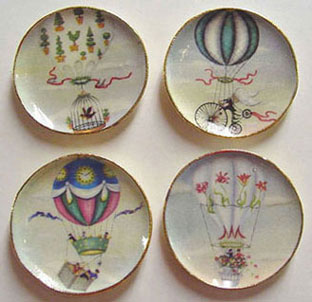 Dollhouse Miniature Balloon Platter 4Pcs.