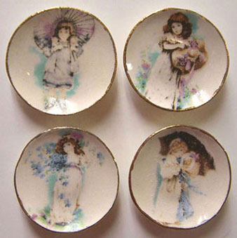 Dollhouse Miniature 4 Doll Platters