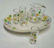 Dollhouse Miniature Oval Tray With Pitcher 7 4 Glasses