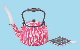 Dollhouse Miniature Teakettle Flow Red