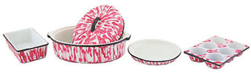 Dollhouse Miniature Roaster and Pan Set 5Pcs Flow Red