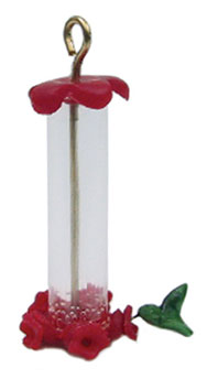 Dollhouse Miniature Hummingbird Feeder W/Bird
