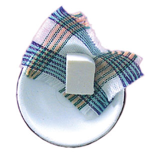 Dollhouse Miniature Basin W/Soap & Cloth