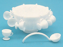 Dollhouse Miniature M-120W Punch Bowl Set Minikit, White
