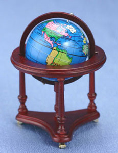 Dollhouse Miniature World Globe, Mahogany