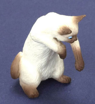 Dollhouse Miniature Cat, Siamese Brown