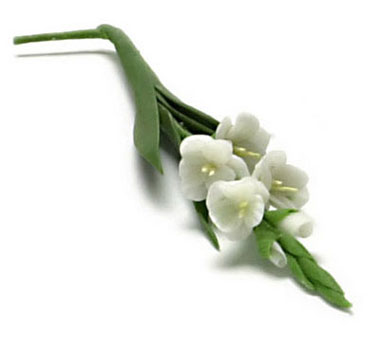 Dollhouse Miniature Gladiolus White, 2 Stem