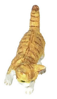 Dollhouse Miniature Cat Looking Down, Orange