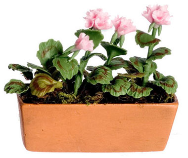Dollhouse Miniature Pink Geranium In Window Box