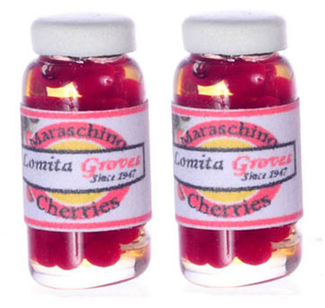 Dollhouse Miniature Cherries In A Jar, 2 Pc