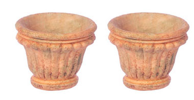 Dollhouse Miniature Round Planter, L, Aged, 2 Pcs