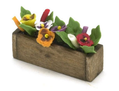 Dollhouse Miniature Pansy In Window Box