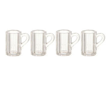 Dollhouse Miniature Beer Mugs/Clear/4
