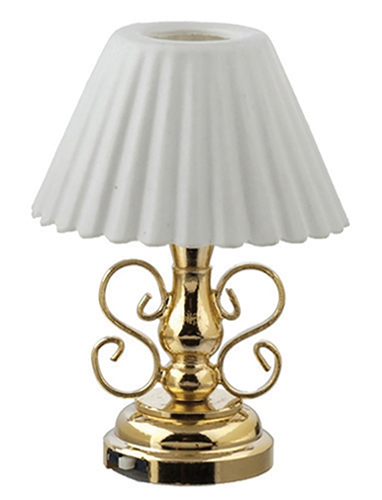 Dollhouse Miniature Led Ornate Table Lamp With Fluted Shade