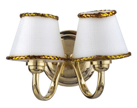 Dollhouse Miniature Led Double White Shade Wall Sconce