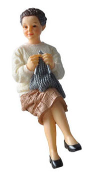 Dollhouse Miniature Sitting Grandmother Resin Doll