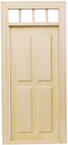 Dollhouse Miniature 1/2" Scale: 4 Panel Pre-hung Door