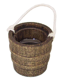 Dollhouse Miniature Wooden Bucket W/Water