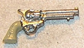 Dollhouse Miniature Handgun, Western, Silver Color, Ivory Grip