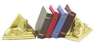 Dollhouse Miniature Sphinx Bookends W/Books
