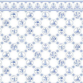 Dollhouse Miniature Wallpaper: Dutch Tile, Blue On White